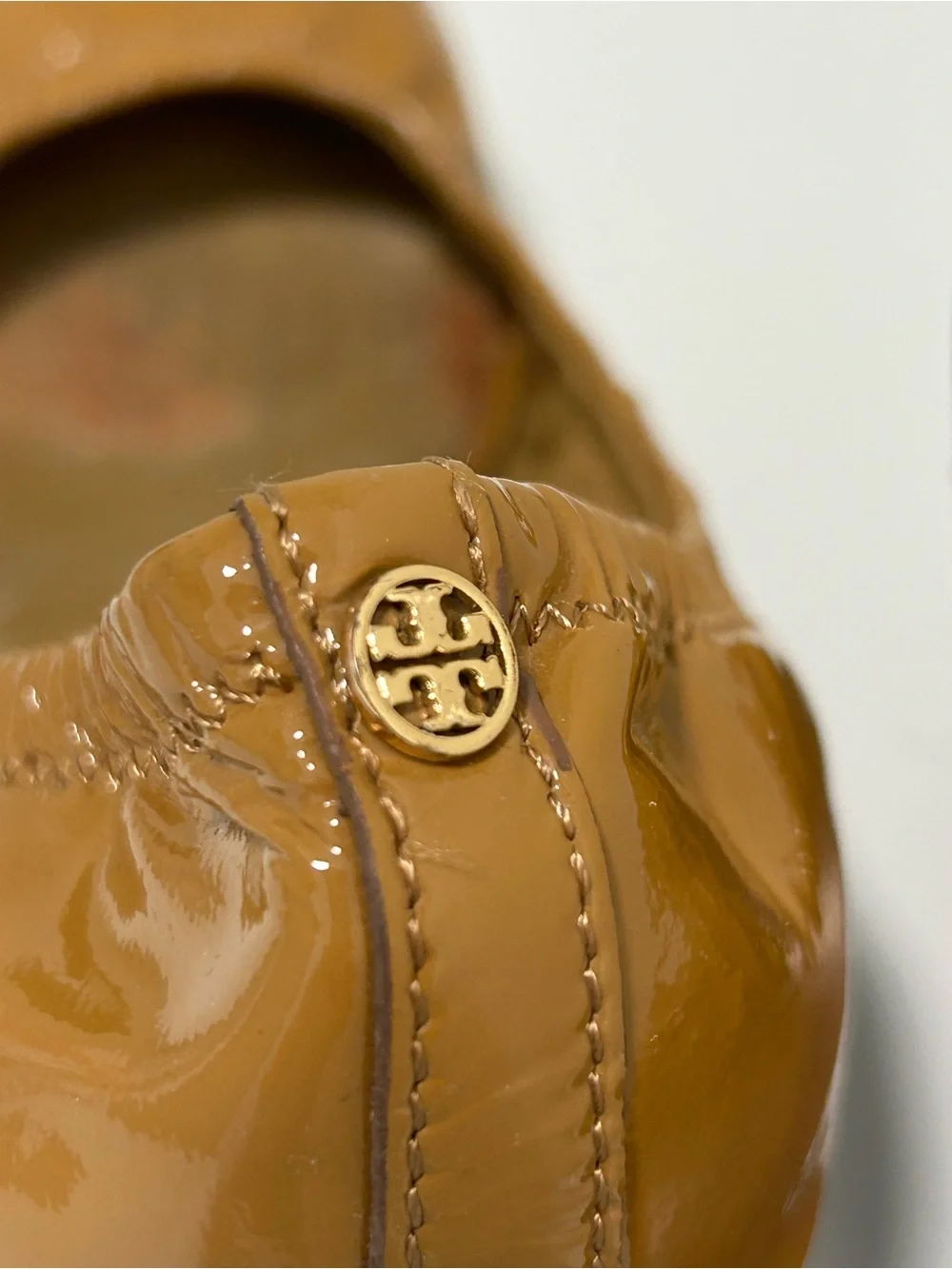 Tory Burch Eddie Ballet Wedge Tan Camel Size 11 M